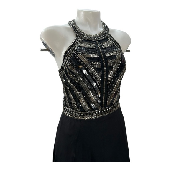 PARKER Elegant Black Beaded Halter Dress Size 2 - Picture 14 of 16